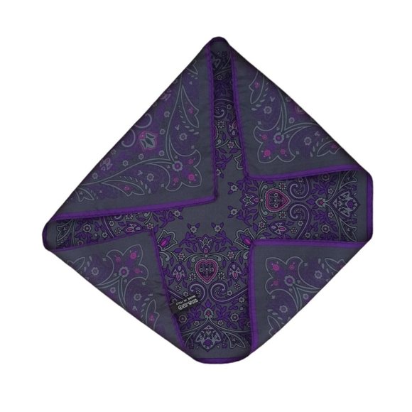 BEAUTIFUL Gray/Purple Geometric Silk Pocket Square ITALY 12.5"/ 12.5" EC - Picture 4 of 4